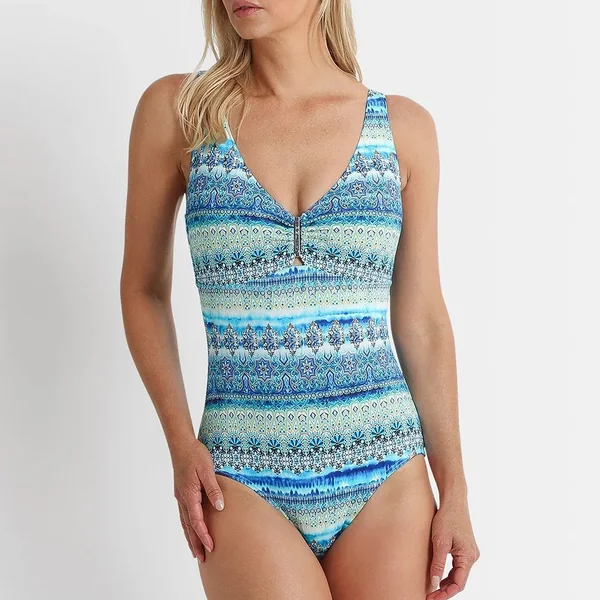 Azura - Maillot une pièce col en V avec cerceau DD-E Bleu 10 Euphoria