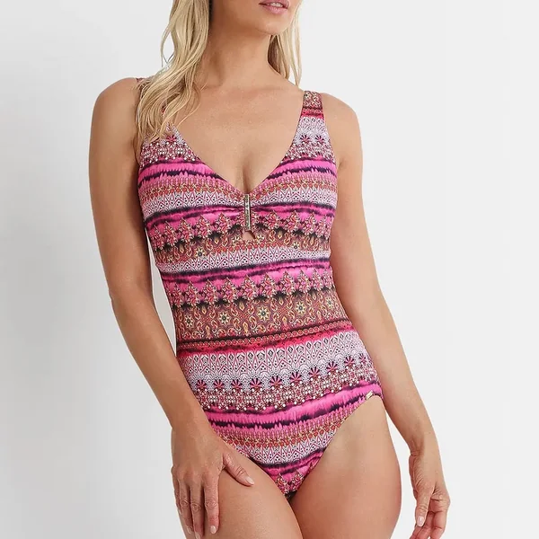 Azura - Maillot une pièce col en V avec cerceau DD-E Rose 12 Euphoria