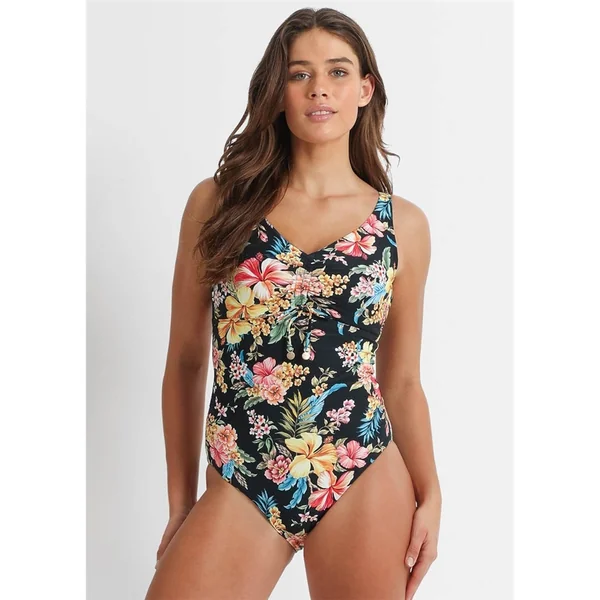 Azura - Maillot une pièce col en V avec cerceau F-G Noir 14 Paradiso
