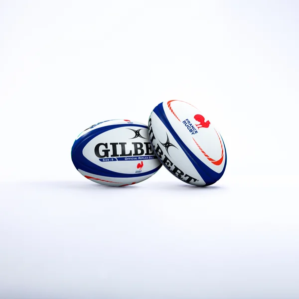 Ballon de rugby taille 5 - Gilbert Replica France blanc bleu rouge