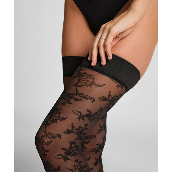 Bas Autofixants 15 Deniers Dentelle - Noir