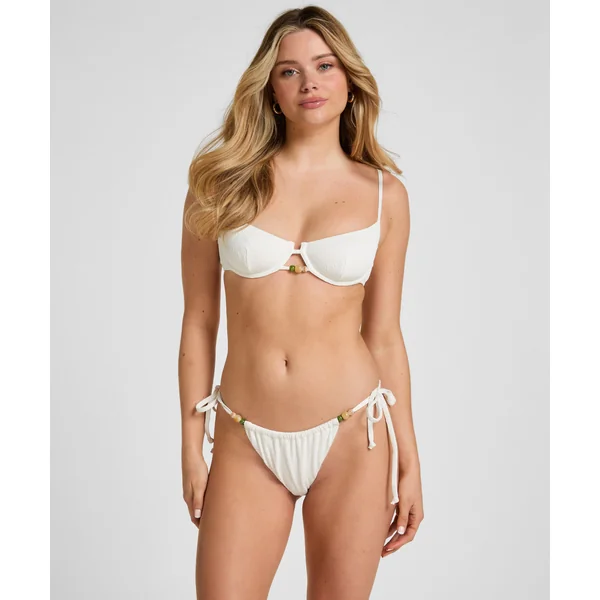 Bas de Bikini Highleg Crinkle - Blanc