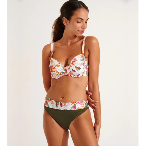 Bas de maillot de bain taille haute à revers Adeles Barberia Ecru