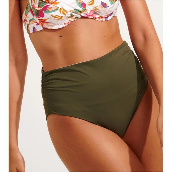 Bas de maillot de bain taille haute à revers Adeles Barberia Ecru