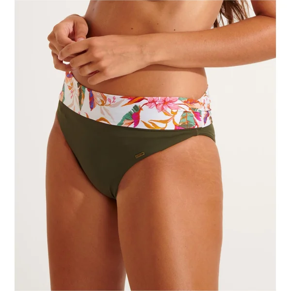 Bas de maillot de bain taille haute à revers Adeles Barberia Ecru