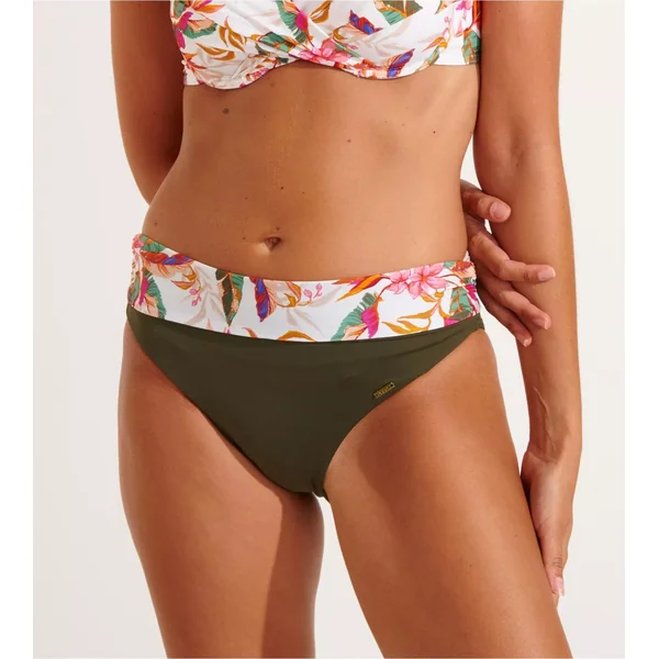 Bas de maillot de bain taille haute à revers Adeles Barberia Ecru