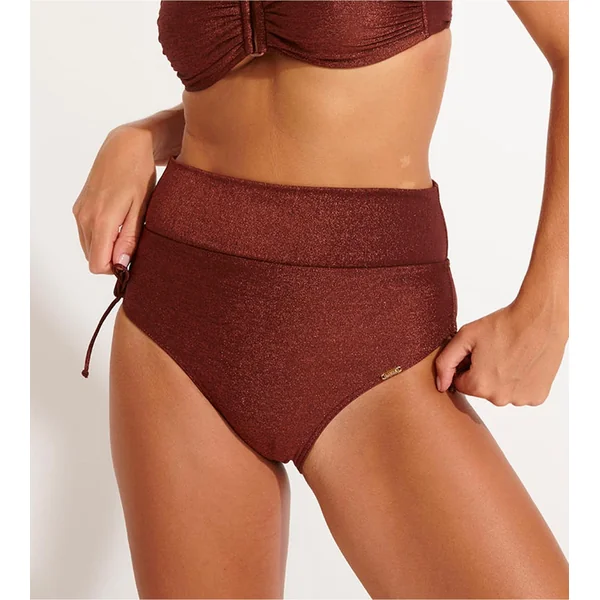 Bas de maillot de bain taille haute à revers Diome Adaman Acajou