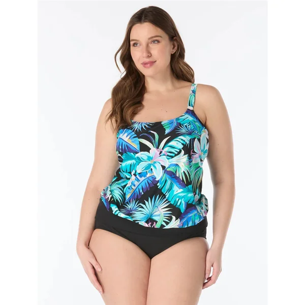 Beach House - Haut de Tankini Blouson Taille Plus Bleu 16W Sarah