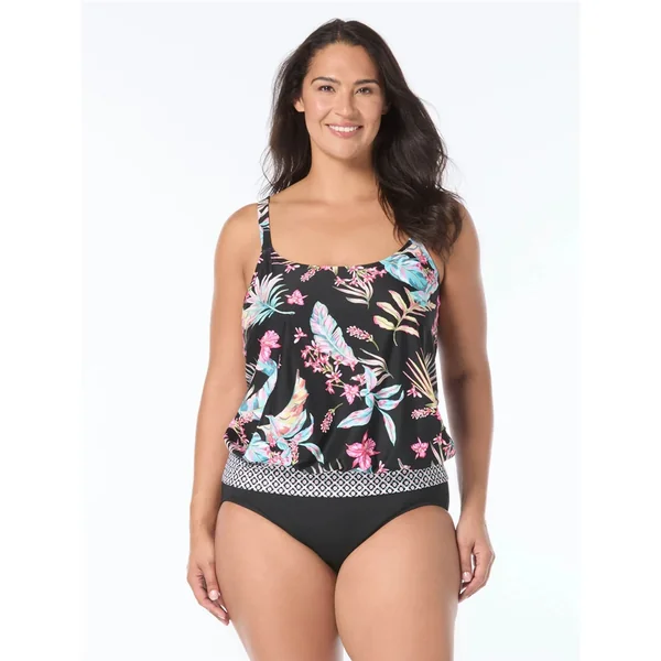 Beach House - Haut de Tankini Blouson Taille Plus Noir 22W Sarah