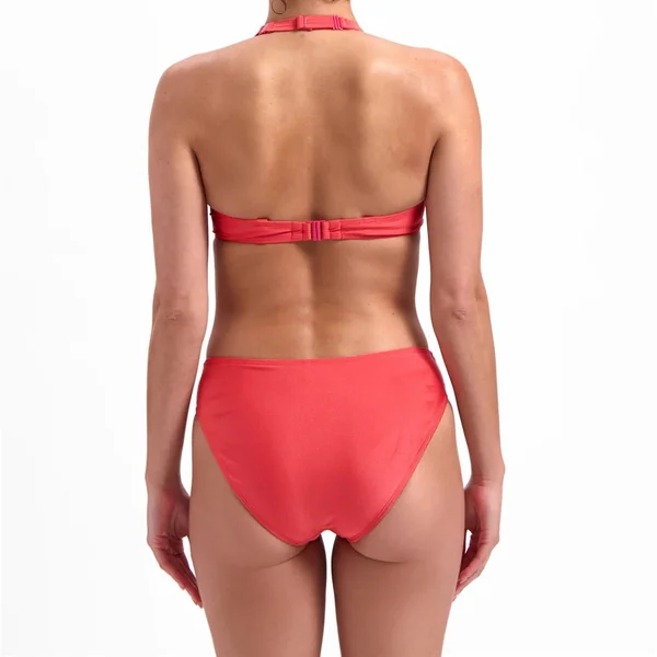 Beach Life - Culotte de maillot mi-haute avec décoration et plis Red Shine Medium