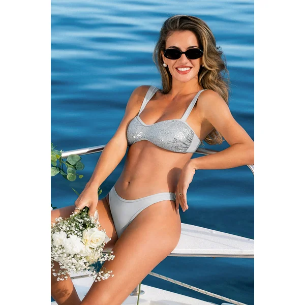 Bikini argenté ultra échancré
