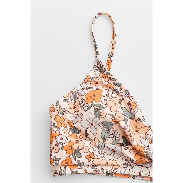 Bikini avec bralette torsadée florale et taille haute épissée