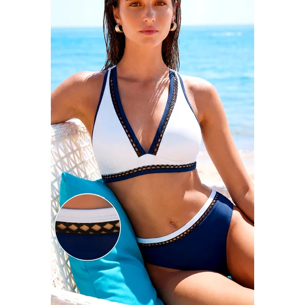 Bikini bicolore bonnets souples amovibles