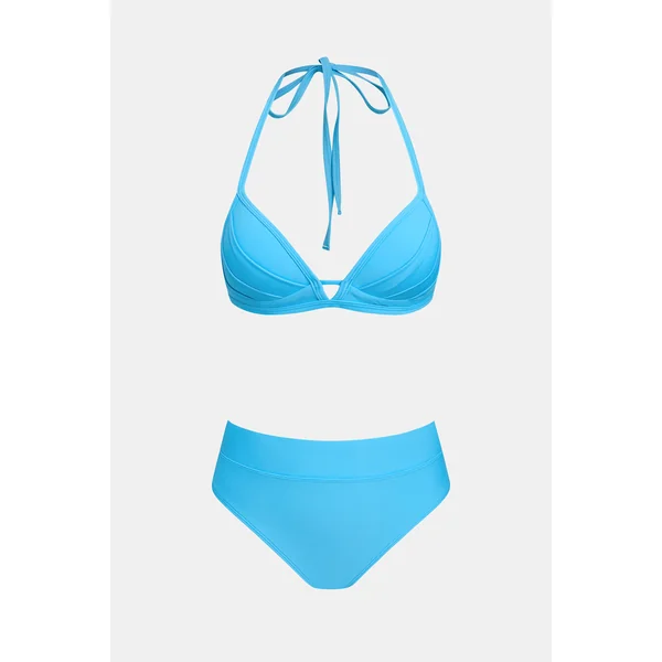 Bikini bleu bretelles licou bas couverture classique