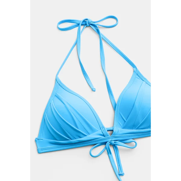 Bikini bleu bretelles licou bas couverture classique
