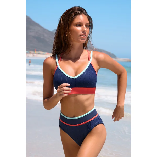 Bikini bleu marine taille haute