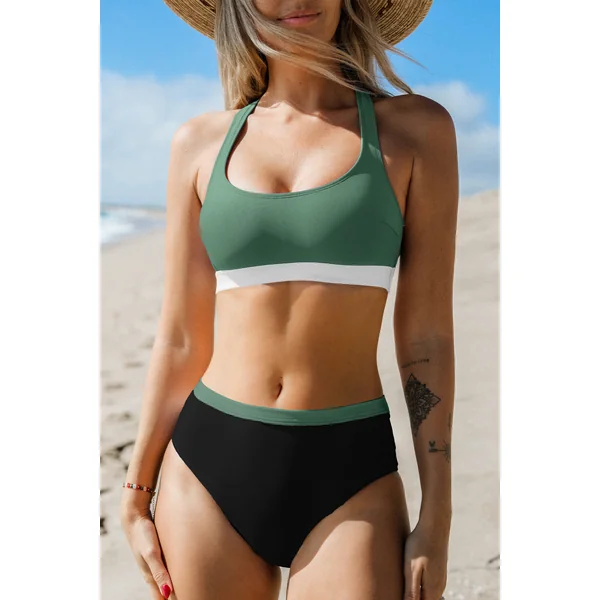 Bikini blocs de couleur larges bretelles