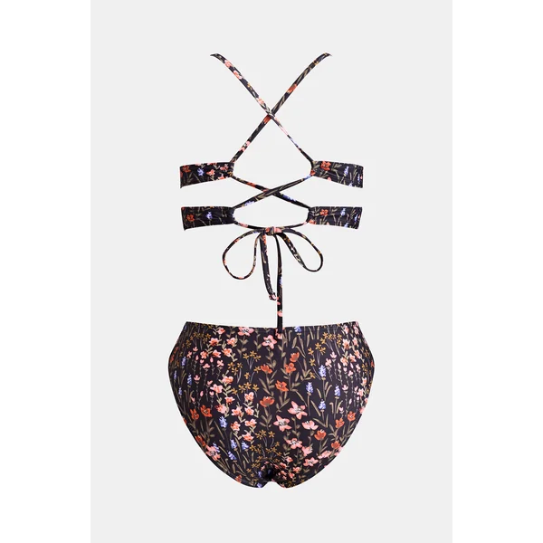 Bikini bralette à col en V et hipster taille moyenne