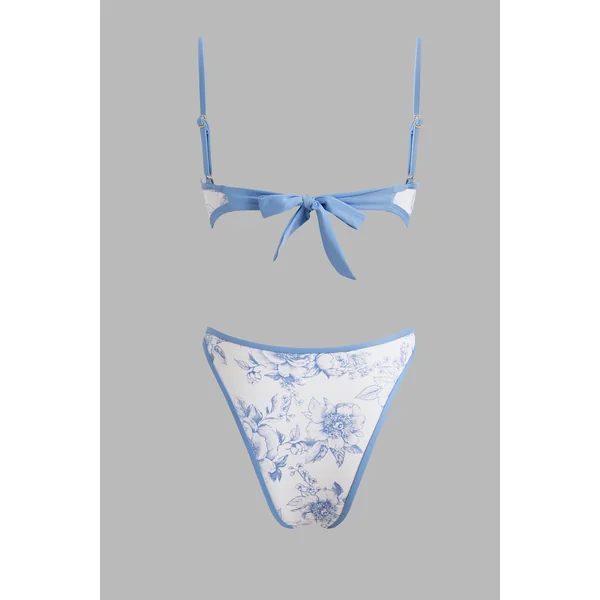 Bikini col carré fermeture nouée au dos