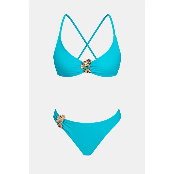 Bikini col diamant et bas taille standard coupé échancrée