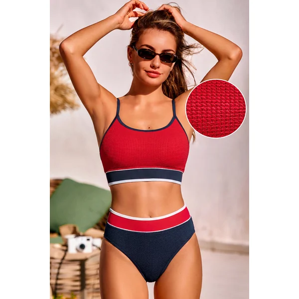 Bikini colorblock à col scoop