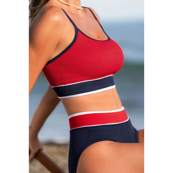 Bikini colorblock à col scoop