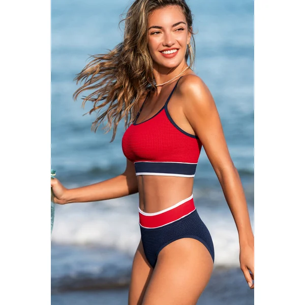 Bikini colorblock à col scoop