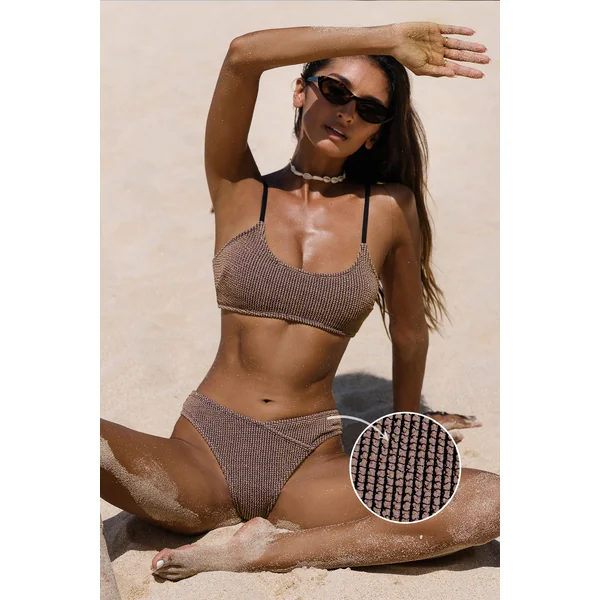 Bikini côtelé à col scoop et hipster
