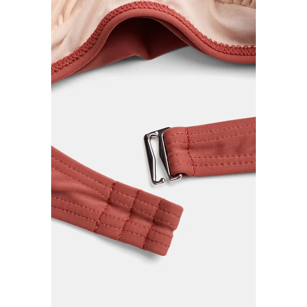 Bikini fleuri taille haute ventre plat torsadé marron