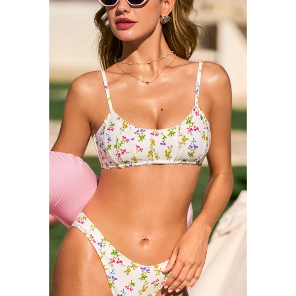 Bikini floral bretelles ajustables et bas taille standard