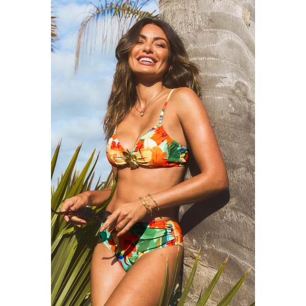 Bikini floral col V taille moyenne