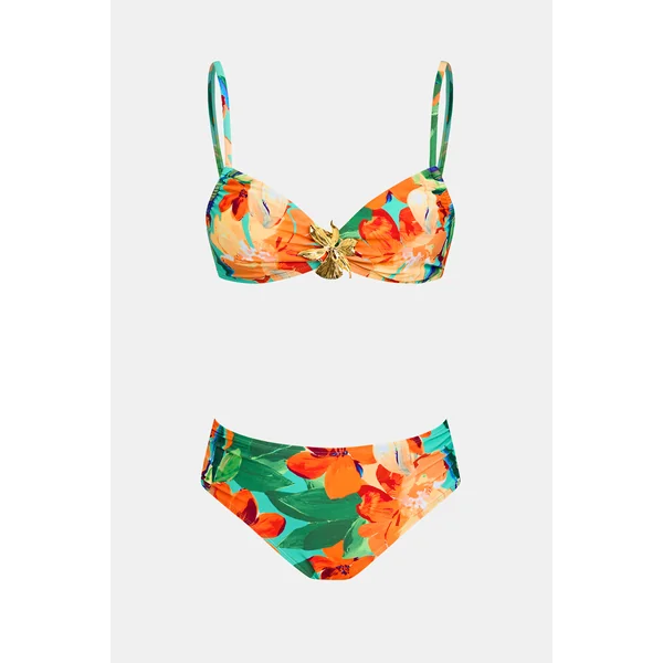 Bikini floral col V taille moyenne