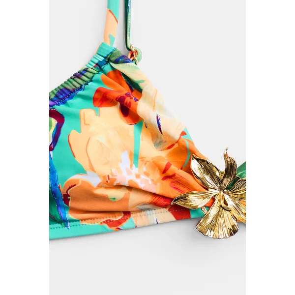 Bikini floral col V taille moyenne