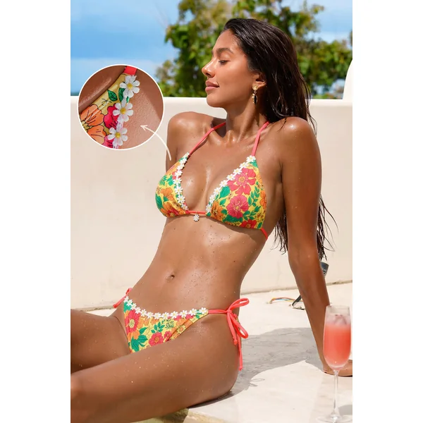 Bikini floral taille basse