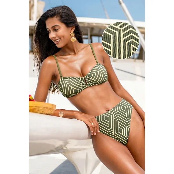 Bikini géométrique bretelles ajustables et bas taille standard