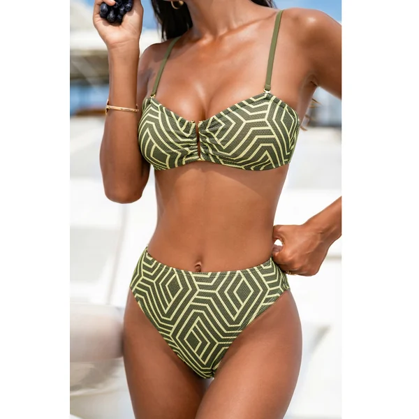 Bikini géométrique bretelles ajustables et bas taille standard