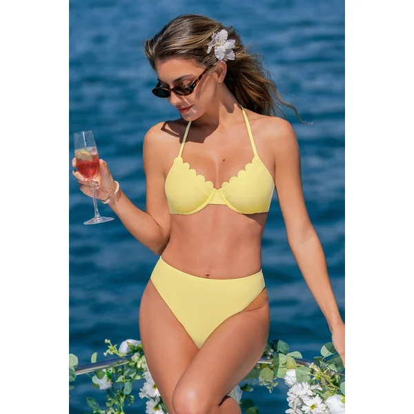 Bikini jaune à armature et col scoop
