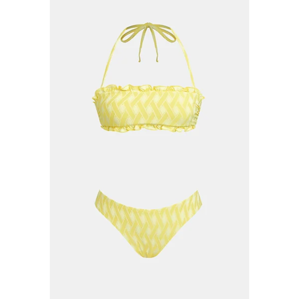 Bikini jaune à col droit