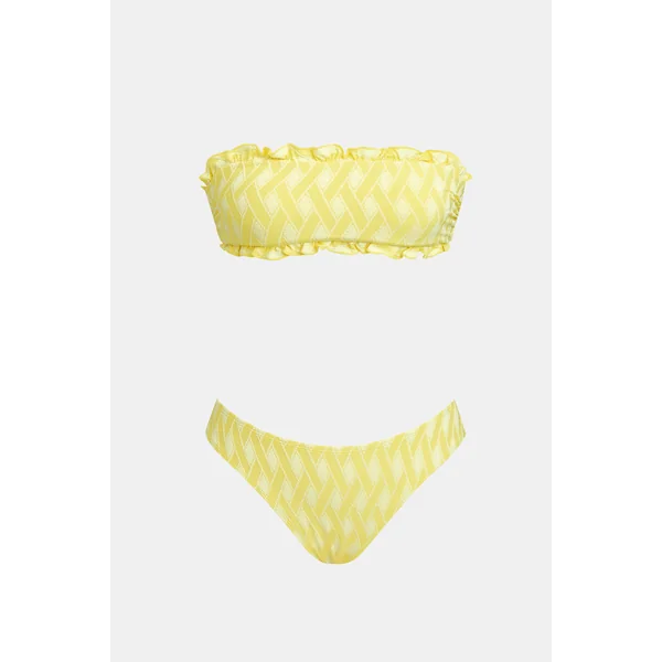 Bikini jaune à col droit