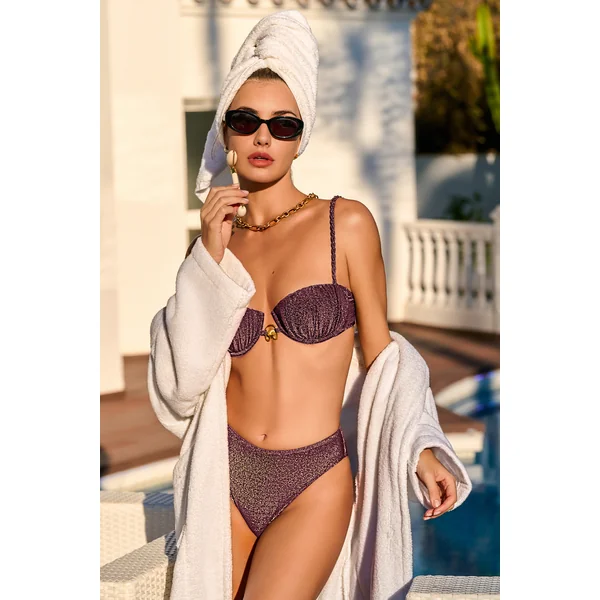 Bikini marron bretelles ajustables et bas échancré