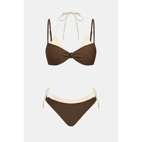 Bikini marron taille basse