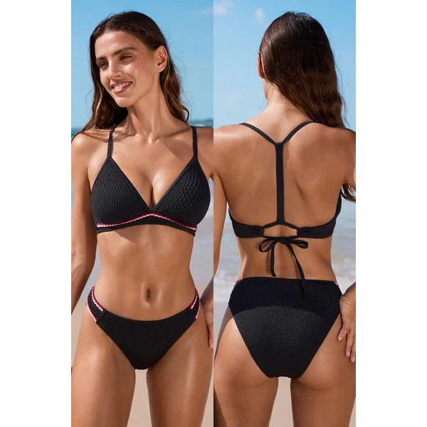 Bikini noir bretelles ajustables bas taille standard