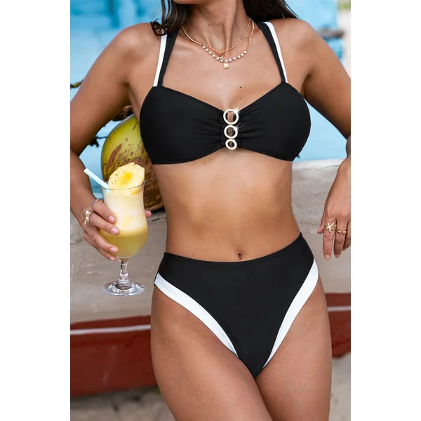 Bikini noir bretelles ajustables taille standard