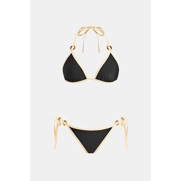 Bikini noir bretelles licou et bas échancré