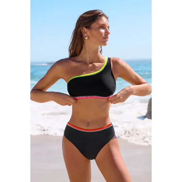 Bikini noir col asymétrique