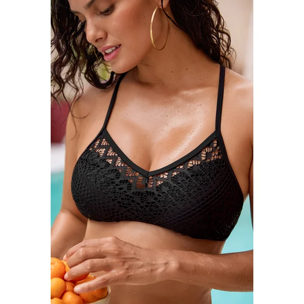 Bikini noir col diamant bas jambe standard