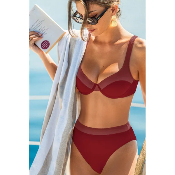 Bikini rouge à armature bretelles ajustables