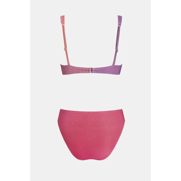 Bikini scintillant col diamant et bas taille haute