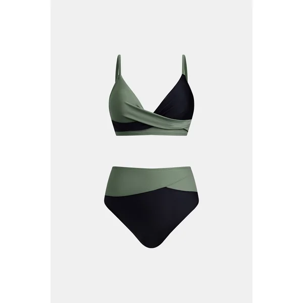 Bikini taille haute à emballage vert eucalyptus