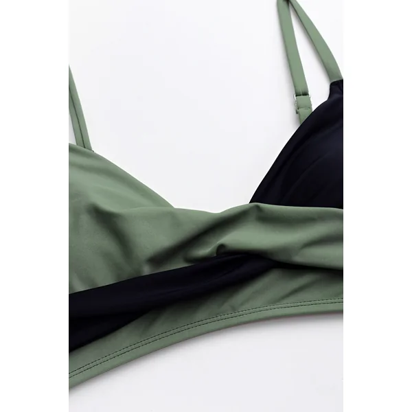 Bikini taille haute à emballage vert eucalyptus